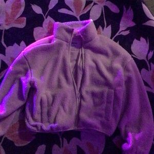 Purple Fleece Cropped Jacket